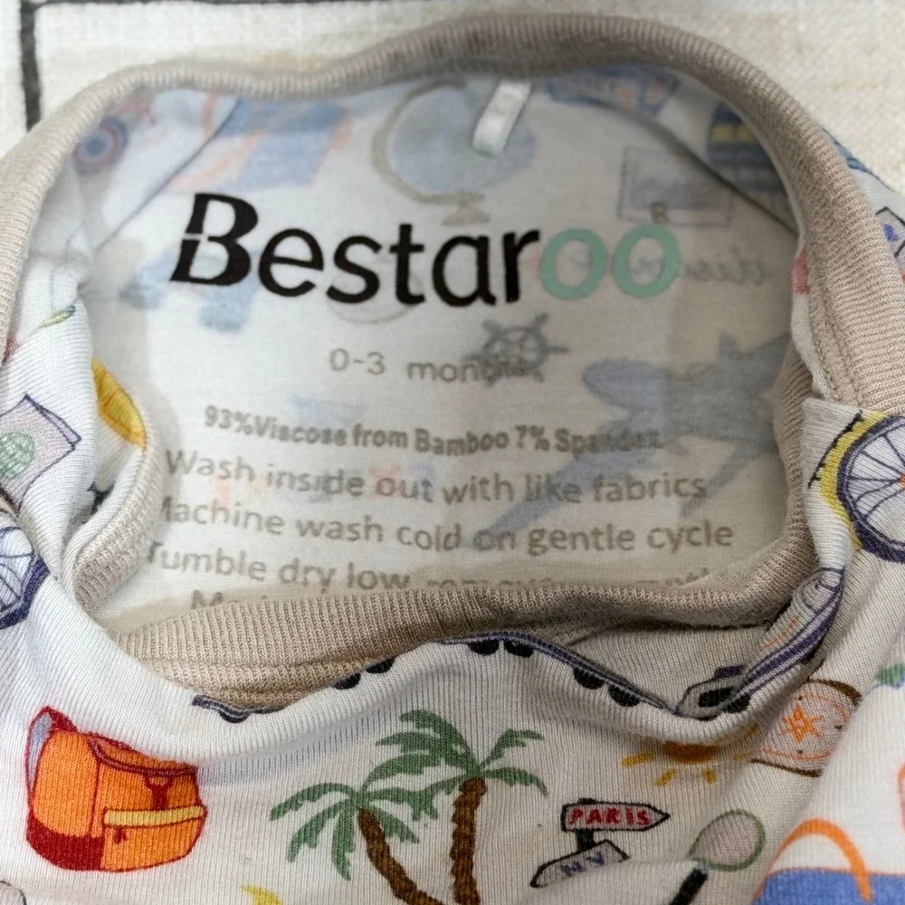 Bestaroo Knotted‎ Sleeper Gown 0-3 Months White Travel Explore Bamboo Viscose